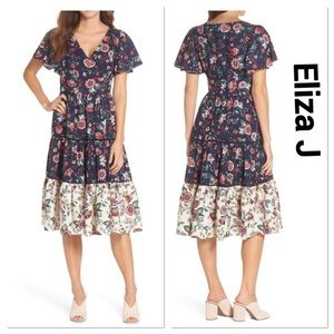 Eliza J | Flutter Sleeves Floral Dress